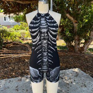 NWOT Doll Kill Skeleton Halter Romper